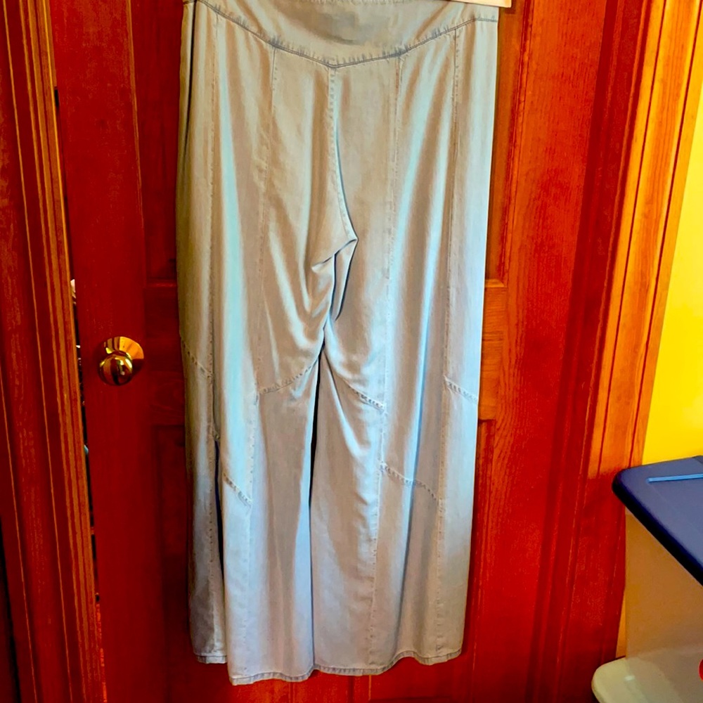 Soft denim wide leg pants/matching blouse